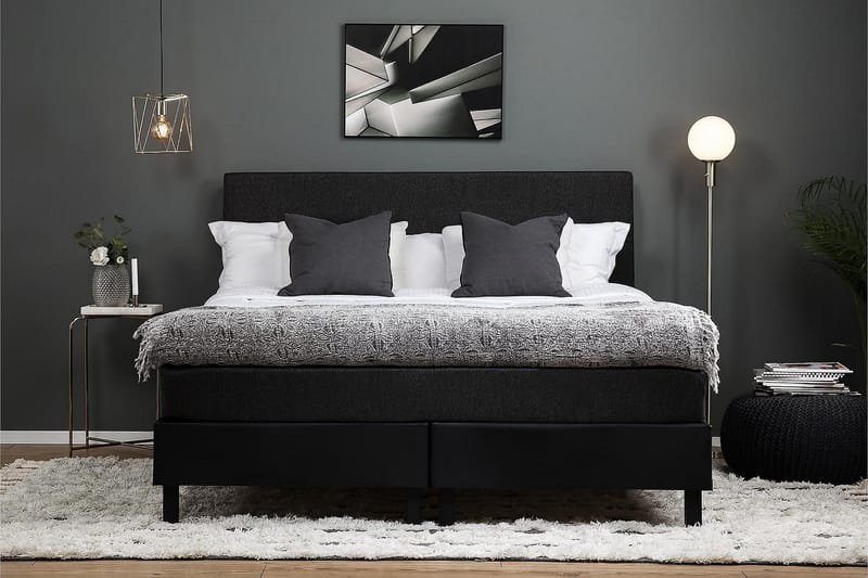 Lucky Kontinentalsäng 180x200Latex - Svart/Grå/PU - Möbler - Säng - Kontinentalsäng