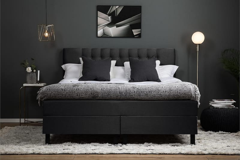 Lucky Kontinentalsäng 180x200Polyeter - Svart/Grå - Möbler - Säng - Komplett sängpaket