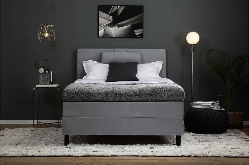 Lucky Sängpaket 120x200 Polyeter Slät - Grå - Möbler - Säng - Kontinentalsäng