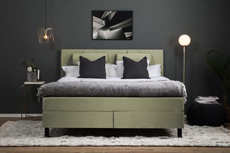 Lucky Sängpaket 150x200 SkumSlät Sänggavel Nackkudde - Nackkudde Stor Grön - Möbler - Säng - Kontinentalsäng
