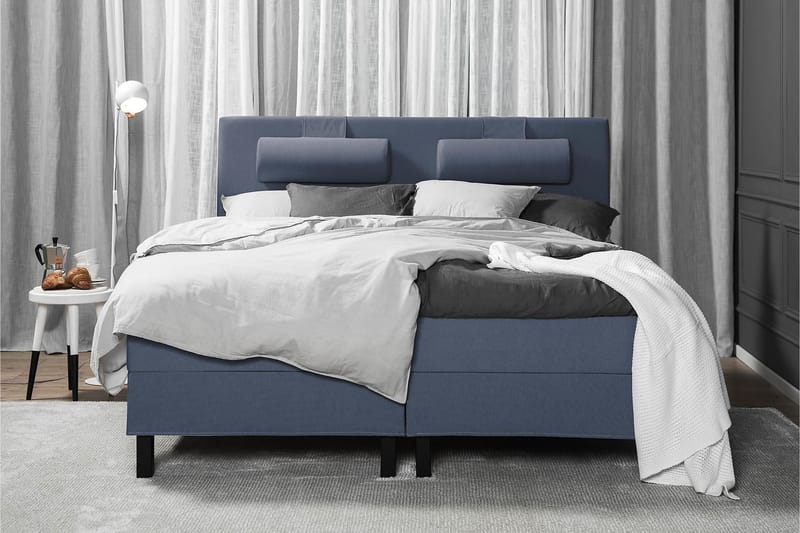 Lucky Sängpaket 150x200 SkumSlät Sänggavel Nackkudde - Nackkudde Stor Mörkblå - Komplett sängpaket - Kontinentalsäng