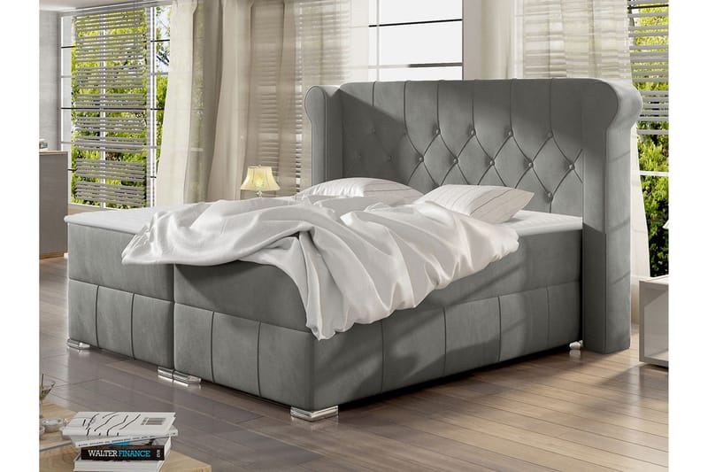 Lyckorna Kontinentalsäng 140x200 cm LED-belysning - Grå - Möbler - Säng - Kontinentalsäng