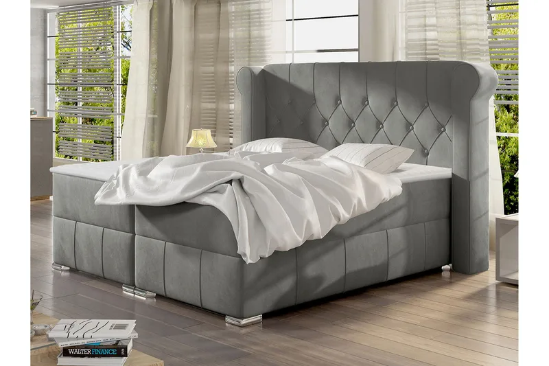 Lyckorna Kontinentalsäng 140x200 cm LED-belysning - Grå - Möbler - Säng - Kontinentalsäng