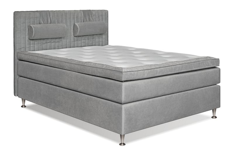 MEGA Kontinentalsäng 160x200 cm - Ljusgrå - Komplett sängpaket