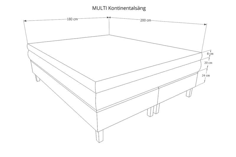 Mei Kontinentalsäng 180x200 cm - Ljusgrå - Möbler - Säng - Kontinentalsäng