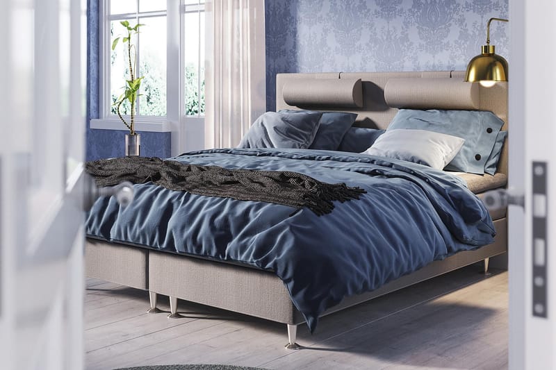 Meja Kontinentalsäng 160x200 - Ljusgrå - Möbler - Säng - Komplett sängpaket
