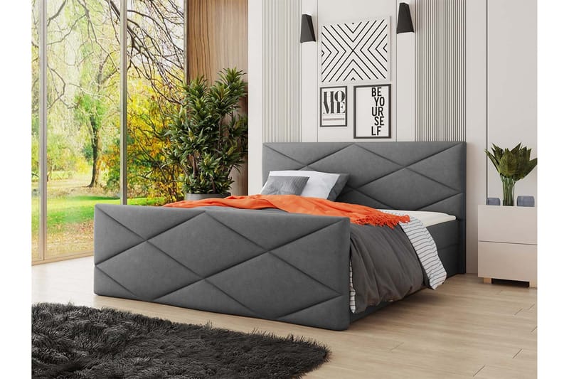 Milano Kontinentalsäng 140x200 cm med Sänggavel  Rosa - Grå - Möbler - Säng - Kontinentalsäng