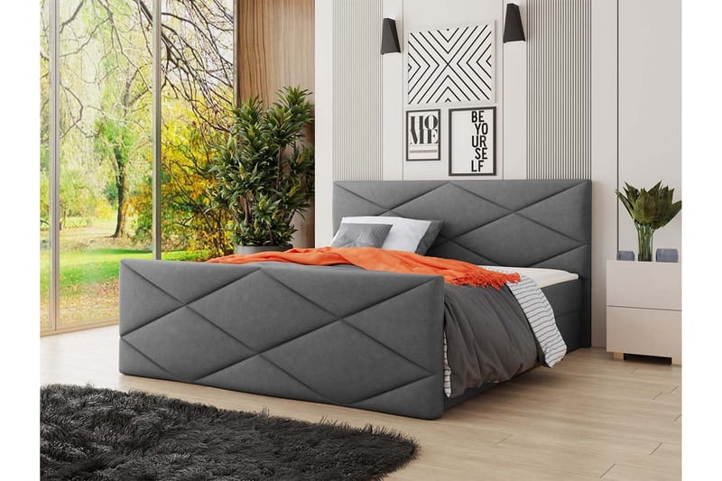 Milano Kontinentalsäng 140x200 cm med Sänggavel  Rosa - Grå - Möbler - Säng - Kontinentalsäng