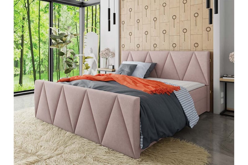 Milano Kontinentalsäng 140x200 cm med Sänggavel - Rosa - Möbler - Säng - Kontinentalsäng