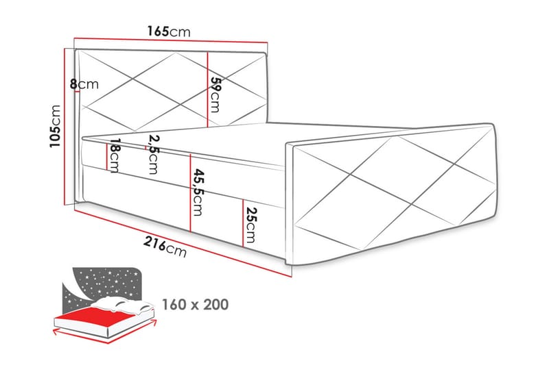 Milano Kontinentalsäng 160x200 cm med Sänggavel - Beige - Möbler - Säng - Kontinentalsäng