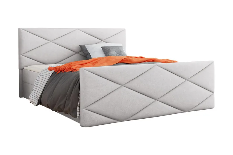 Milano Kontinentalsäng 160x200 cm med Sänggavel - Ljusgrå - Möbler - Säng - Kontinentalsäng