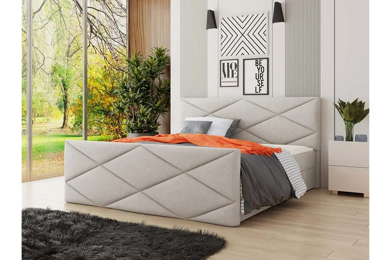 Milano Kontinentalsäng 180x200 cm med Sänggavel  Beige - Beige - Möbler - Säng - Kontinentalsäng