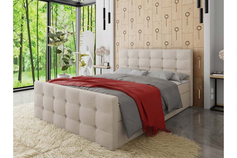 Milano Kontinentalsäng 180x200 cm med Sänggavel - Beige - Möbler - Säng - Kontinentalsäng