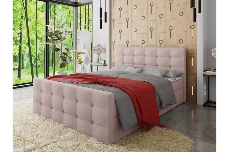 Milano Kontinentalsäng 180x200 cm med Sänggavel - Rosa - Möbler - Säng - Kontinentalsäng
