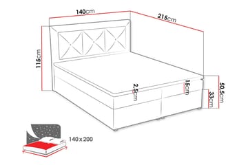 Moden Kontinentalsäng 140x215cm LED-belysning - Grön - Möbler - Säng - Kontinentalsäng