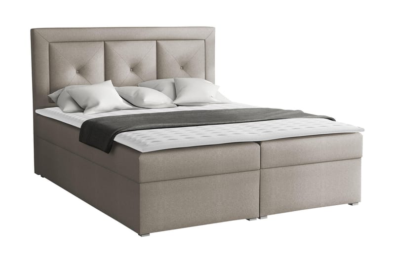 Moden Kontinentalsäng 160x215cm LED-belysning, Beige/Grå