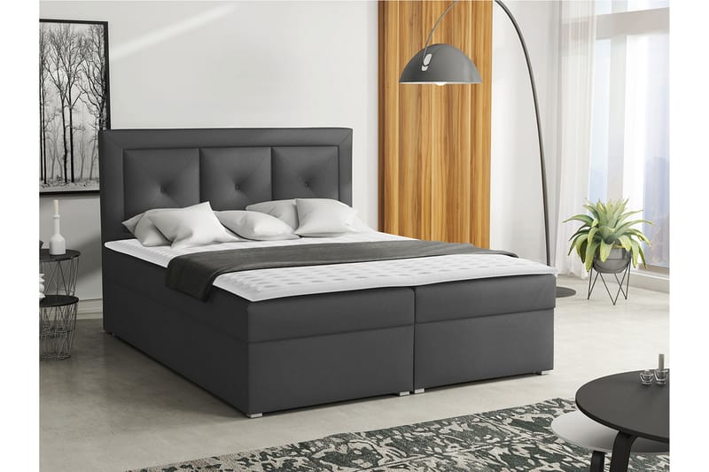 Moden Kontinentalsäng 180x215cm LED-belysning - Svart - Möbler - Säng - Kontinentalsäng