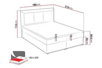 Moden Kontinentalsäng 180x215cm LED-belysning - Svart - Möbler - Säng - Kontinentalsäng