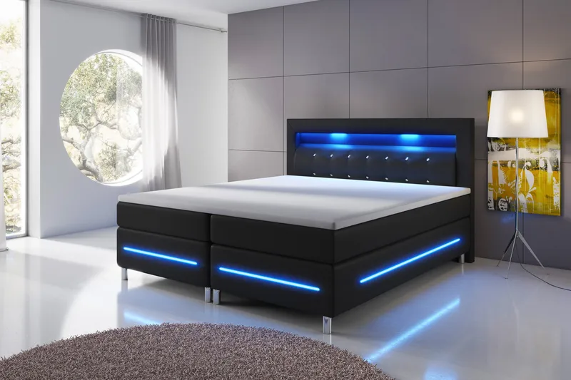Modena Lyx Sängpaket 140x200 LED-belysning, Svart