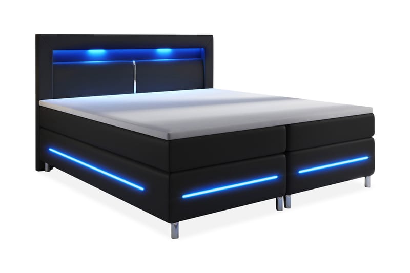 Modena Lyx Sängpaket 140x200 LED-belysning - Svart - Möbler - Säng - Kontinentalsäng