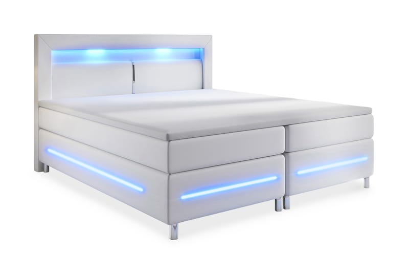 Modena Lyx Sängpaket 140x200 LED-belysning - Vit - Komplett sängpaket - Kontinentalsäng