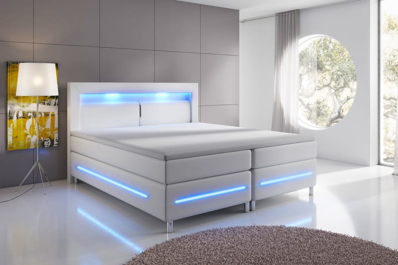 Modena Lyx Sängpaket 140x200 LED-belysning - Vit - Komplett sängpaket - Kontinentalsäng