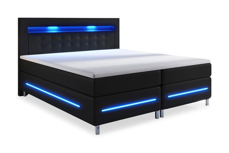 Modena Lyx Sängpaket 160x200 LED-belysning - Svart - Möbler - Säng - Kontinentalsäng