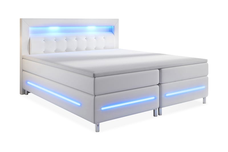 Modena Lyx Sängpaket 180x200 LED-belysning - Vit - Komplett sängpaket - Kontinentalsäng