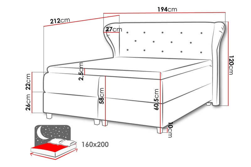 Naurstad Kontinentalsäng 160x200 - Ljusgrå - Kontinentalsäng - Dubbelsäng