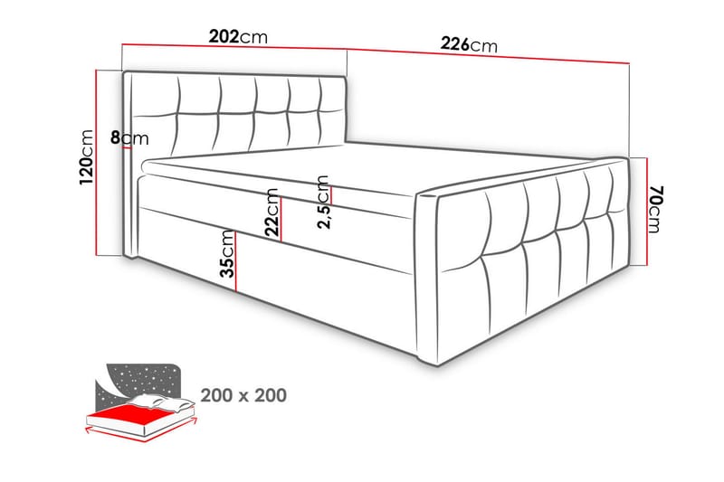 Norrbacksjö Kontinentalsäng 200x200 cm - Grå - Kontinentalsäng - Familjesäng