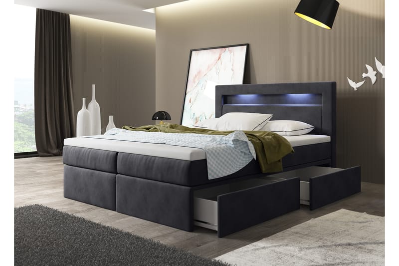 Oscar Sängpaket 140x200cm LED-belysning - Komplett sängpaket - Kontinentalsäng - Dubbelsäng
