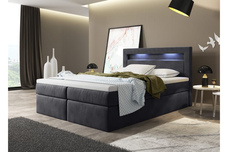 Oscar Sängpaket 160x200cm LED-belysning - Dubbelsäng - Komplett sängpaket - Kontinentalsäng