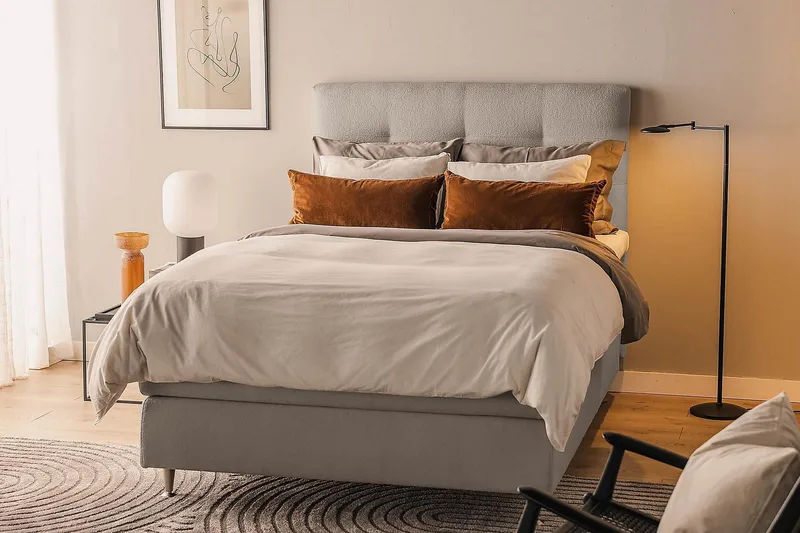 Oslo Lyx Kontinentalsäng Boucle 120x200 - Grå - Möbler - Säng - Kontinentalsäng