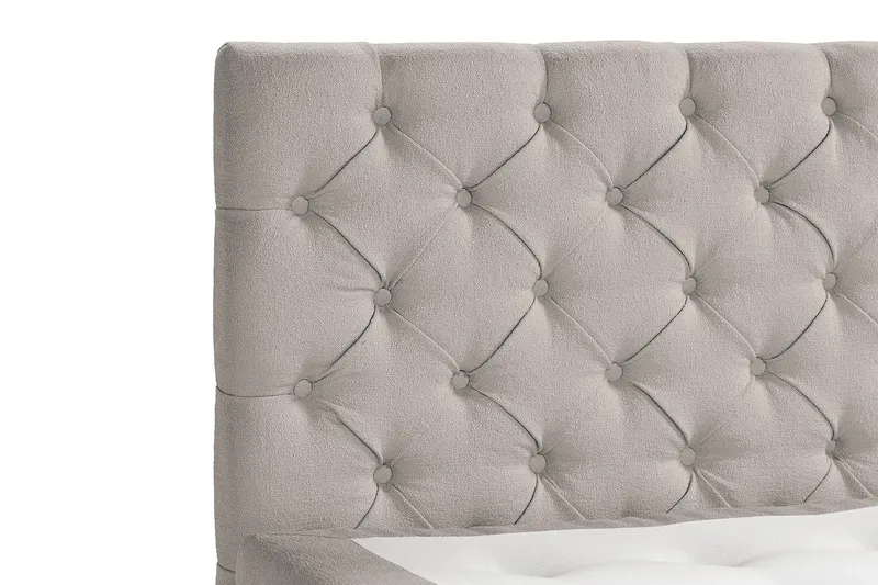 Oslo Lyx Sängpaket Boucle 120x200 Djuphäftad gavel - Grå - Möbler - Säng - Kontinentalsäng