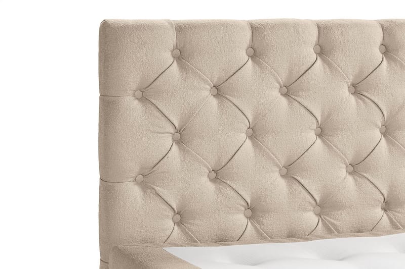 Oslo Lyx Sängpaket Boucle 140x200 Djuphäftad gavel - Beige - Möbler - Säng - Kontinentalsäng