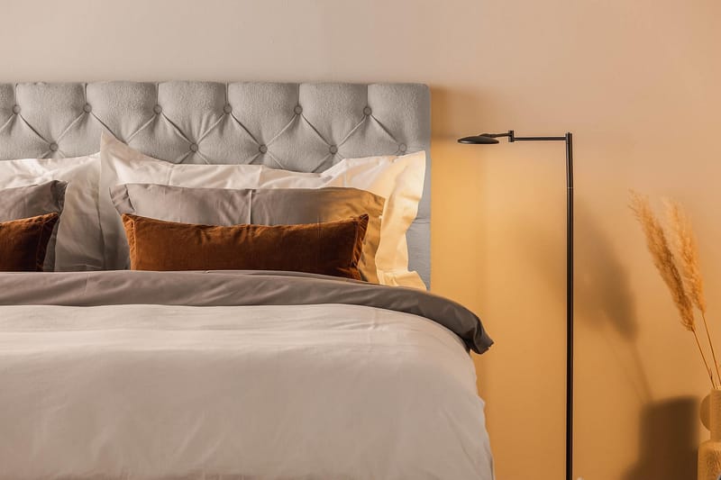 Oslo Lyx Sängpaket Boucle 160x200 Djuphäftad gavel - Grå - Möbler - Säng - Kontinentalsäng