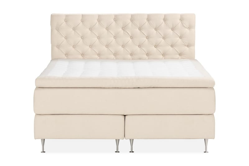 Oslo Lyx Sängpaket Boucle 180x200 Djuphäftad gavel - Ljusbeige - Möbler - Säng - Kontinentalsäng