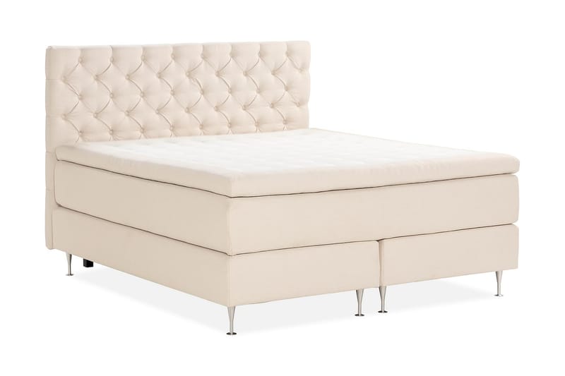 Oslo Lyx Sängpaket Boucle 180x200 Djuphäftad gavel - Ljusbeige - Möbler - Säng - Kontinentalsäng