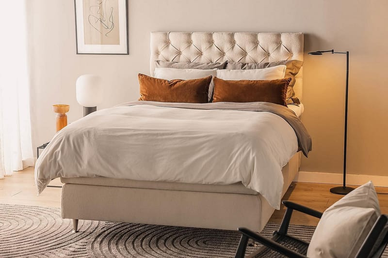 Oslo Lyx Sängpaket Kontinentalsäng 140x200 cm - Ljusbeige - Möbler - Säng - Komplett sängpaket