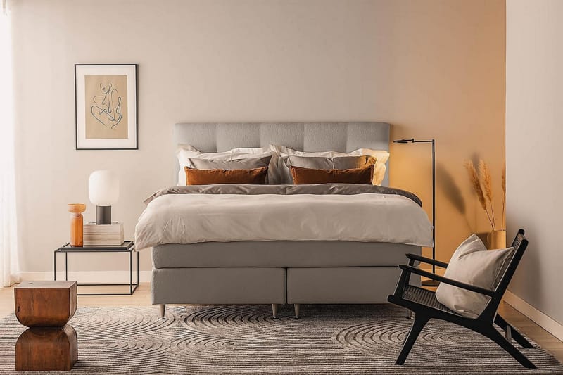 Oslo Lyx Sängpaket Kontinentalsäng 160x200 cm - Grå - Möbler - Säng - Komplett sängpaket