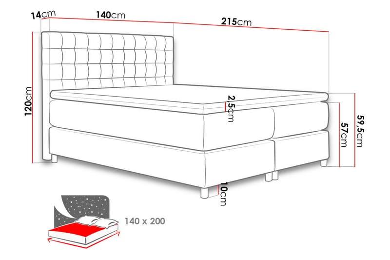 Plevoll Kontinentalsäng 140x200 - Grå - Enkelsäng - Kontinentalsäng - Dubbelsäng - Familjesäng