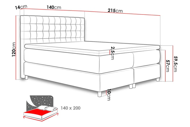 Plevoll Kontinentalsäng 140x200 - Ljusgrå - Möbler - Säng - Kontinentalsäng