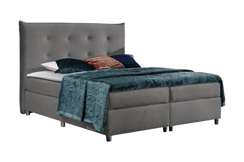 Prato Komplett Sängpaket – Kontinentalsäng 120x200 cm i Sammet med Sänggavel + Bäddmadrass med Fasthetsgrad Medium, Grå