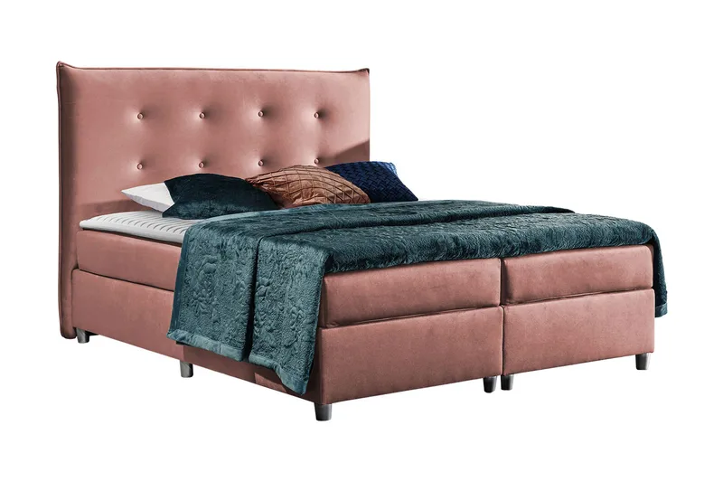 Prato Kontinentalsäng med Förvaring 120x200 cm i Tyg med Sänggavel, Rosa