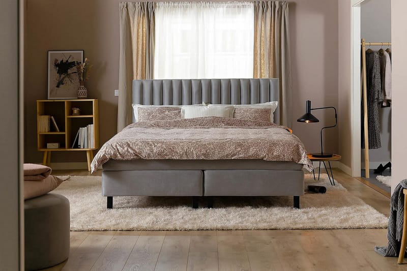 Princess Kontinentalsäng 160x200cm - Ljusgrå/Sammet - Möbler - Säng - Kontinentalsäng