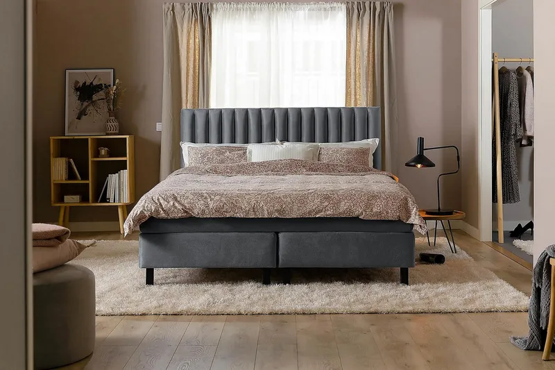 Princess Kontinentalsäng 180x200cm - Mörkgrå/Sammet - Möbler - Säng - Kontinentalsäng