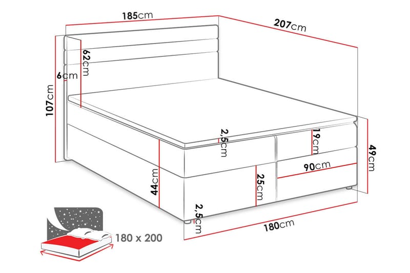 Puente Kontinentalsäng 180x200 cm  Vit - Vit - Möbler - Säng - Kontinentalsäng