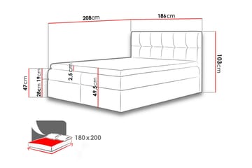 Rico Kontinentalsäng 180x208cm LED-belysning - Svart - Möbler - Säng - Kontinentalsäng