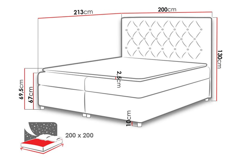 Roma Sängpaket 200x200 cm - Vit - Komplett sängpaket - Kontinentalsäng - Dubbelsäng - Familjesäng