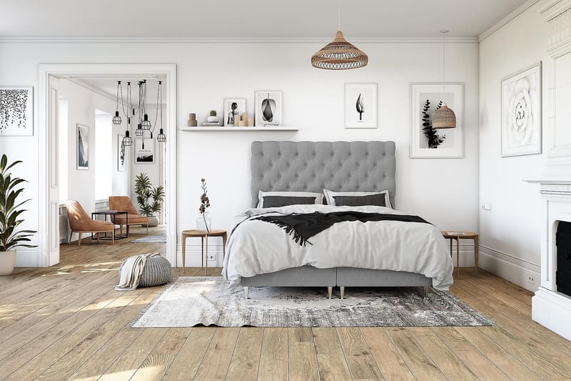 Royal Kontinentalsäng 180x200 Ljusgrå - Ljusgrå (+Fler val) - Möbler - Säng - Komplett sängpaket